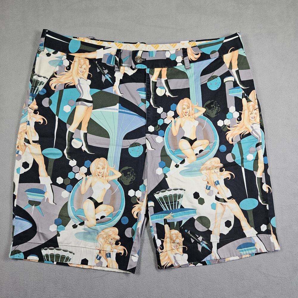 Loudmouth Golf Shorts Mens 40 Retro Pin Up Girls Galaxy Stratosphere Futurism